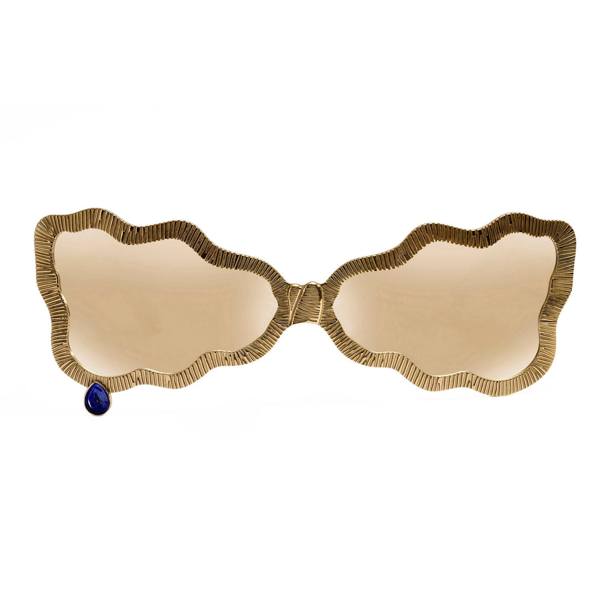 Tuxedo glasses with gold lenses and lapis stone