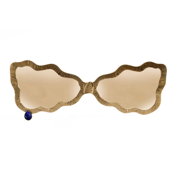Tuxedo glasses with gold lenses and lapis stone