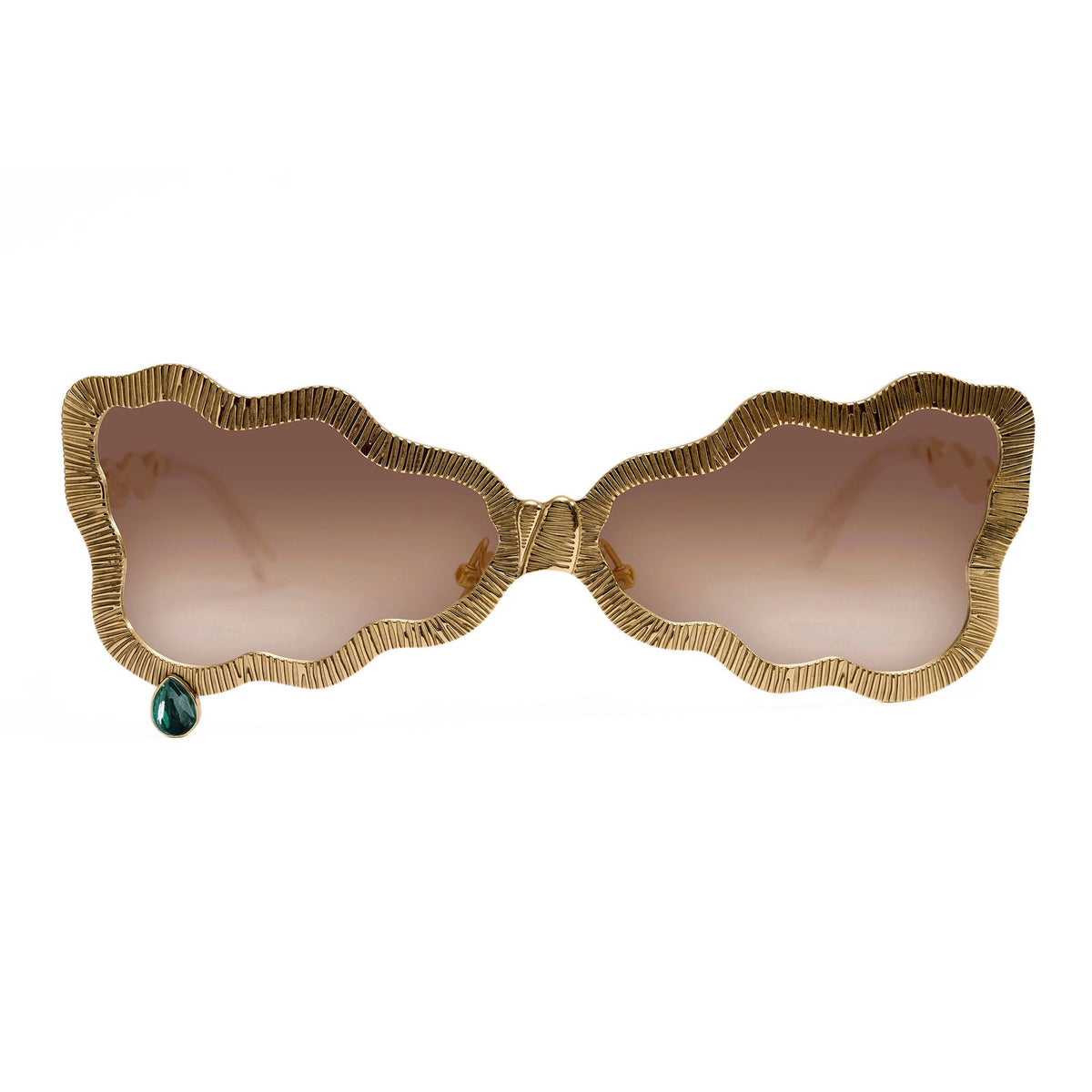 Tuxedo glasses with brown lenses and malachite stone