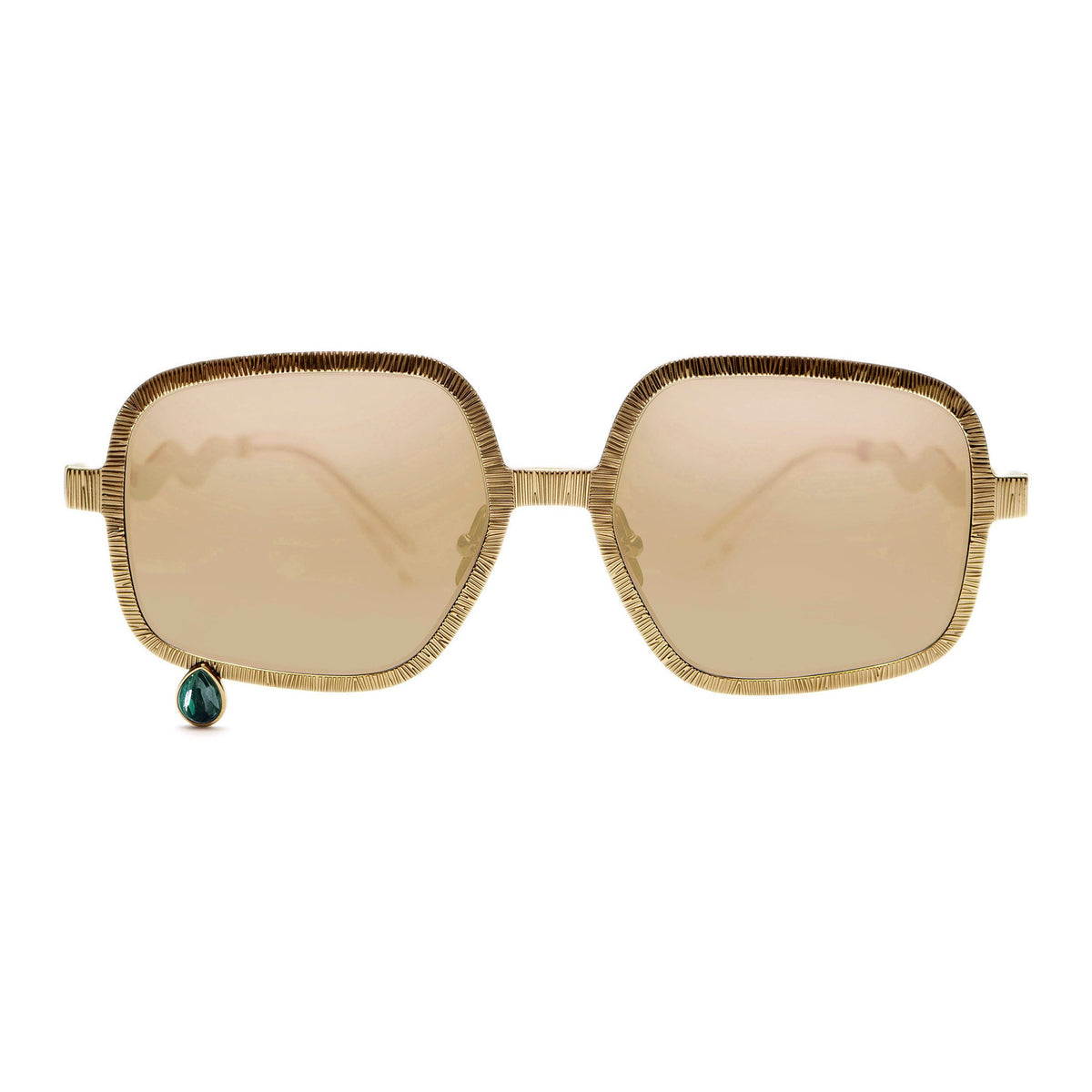Pentagon glasses with gold lenses and malachite