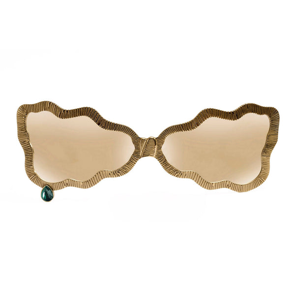 Tuxedo glasses with gold lenses and malachite stone