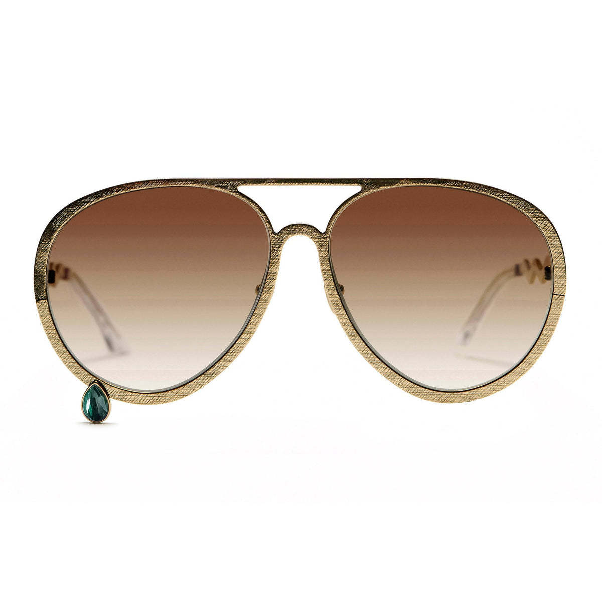 Supersize Aviators with brown lens and malachite