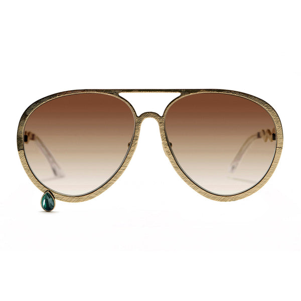 Supersize Aviators with brown lens and malachite