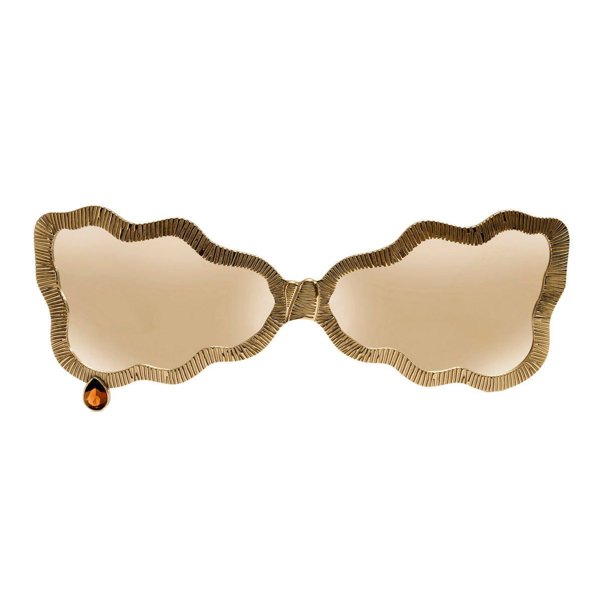 Tuxedo glasses with gold lenses and orange garnet stone