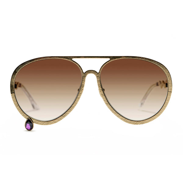 Supersize Aviators with brown lens and amethyst