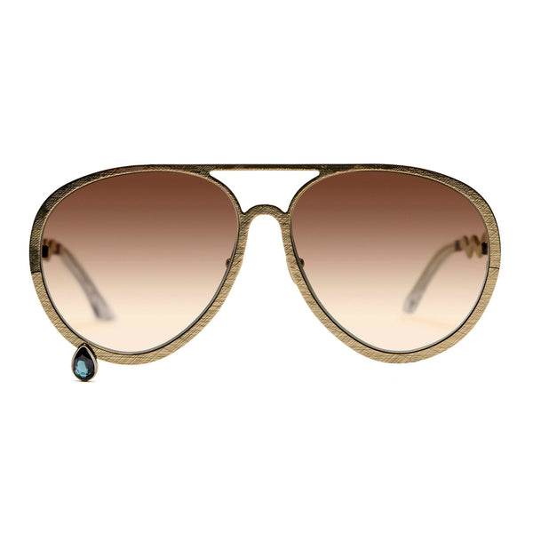 Supersize Aviators with brown lens and London blue topaz