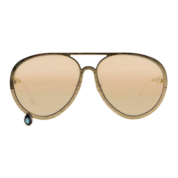 Supersize Aviators with gold lenses and London blue topaz gemstone