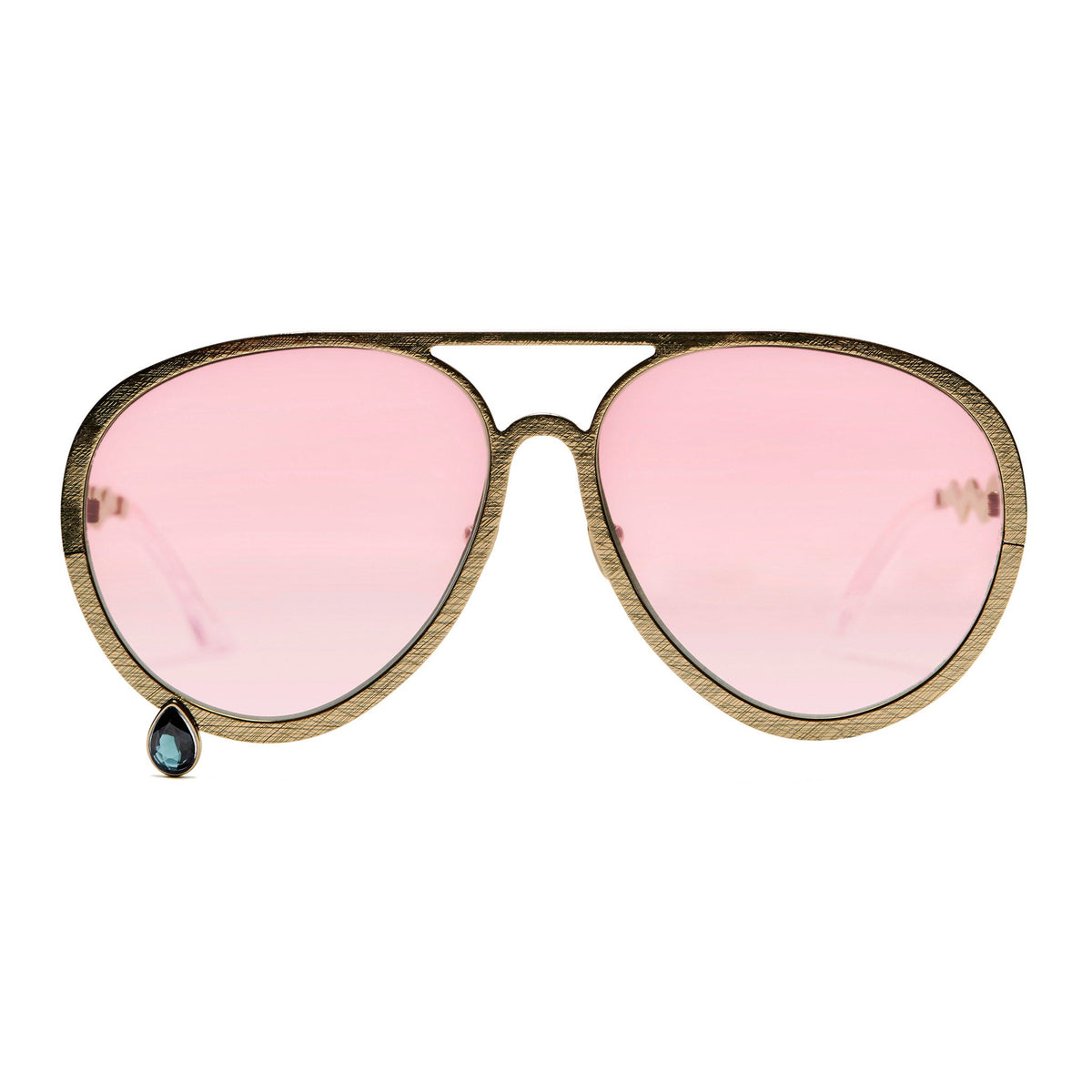 Supersize Aviators with pink lenses and London blue topaz