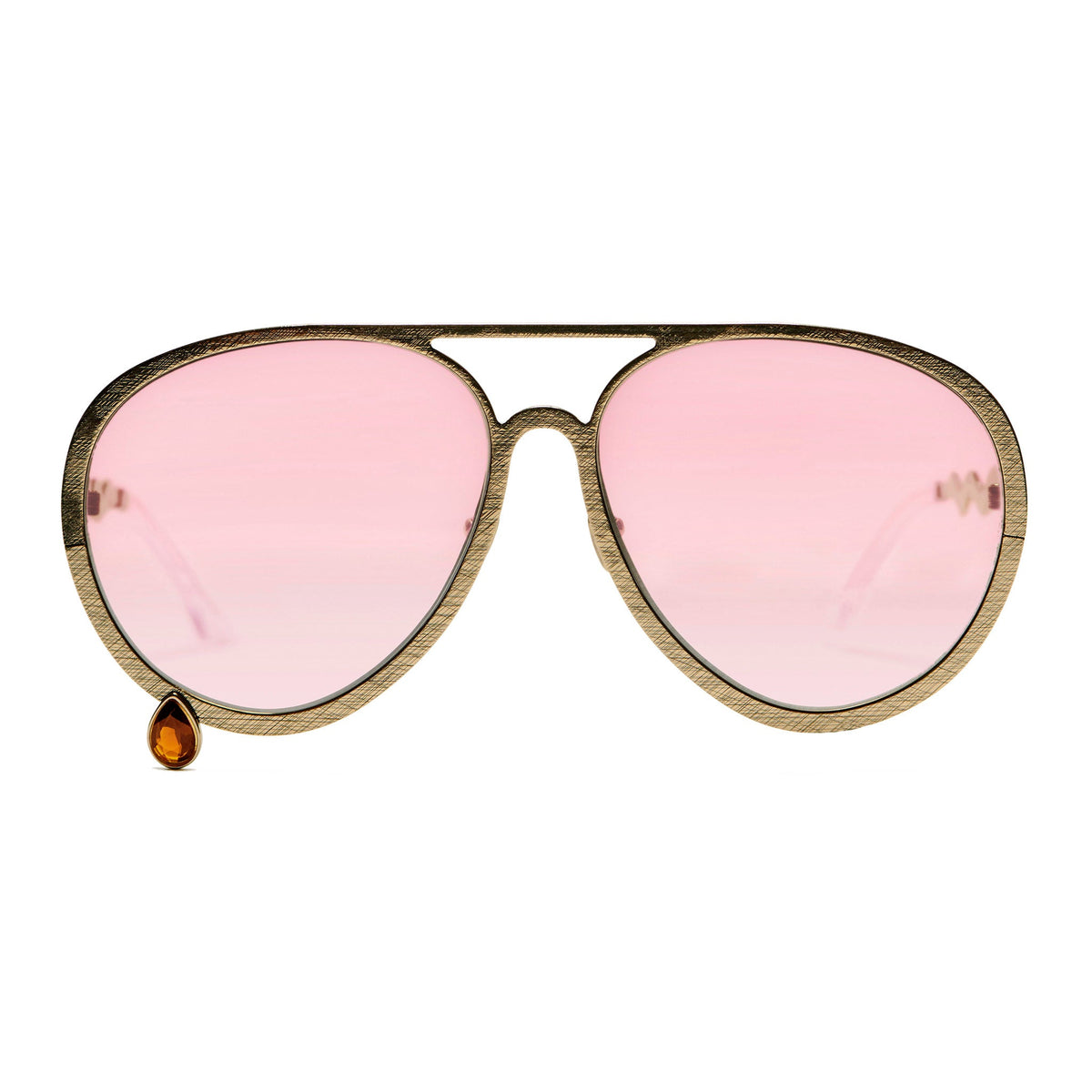 Supersize Aviators with pink lenses and  orange hessonite garnet